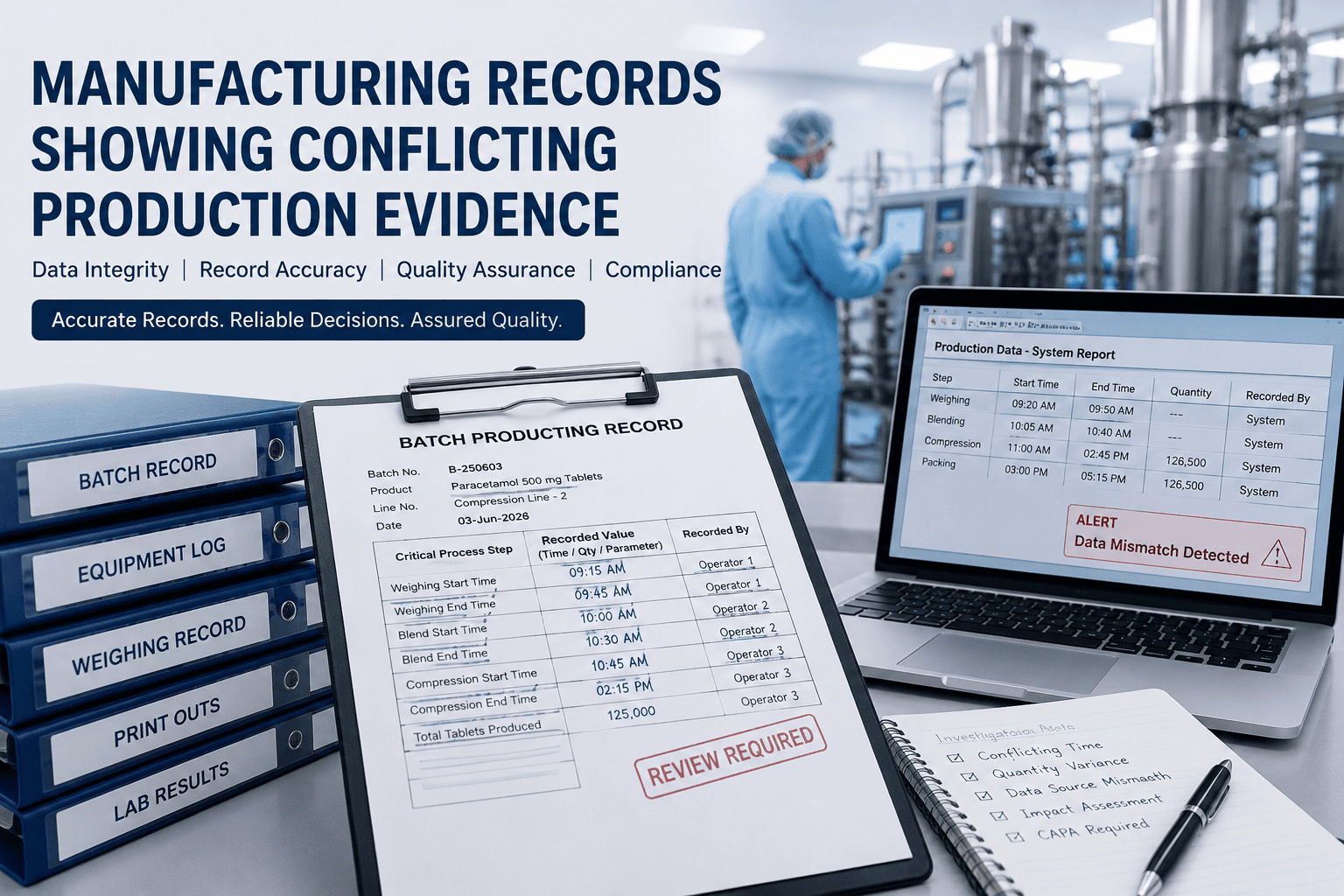 Daily Pharma Perspective- 01
Manufacturing Records showing conflicting production evidence